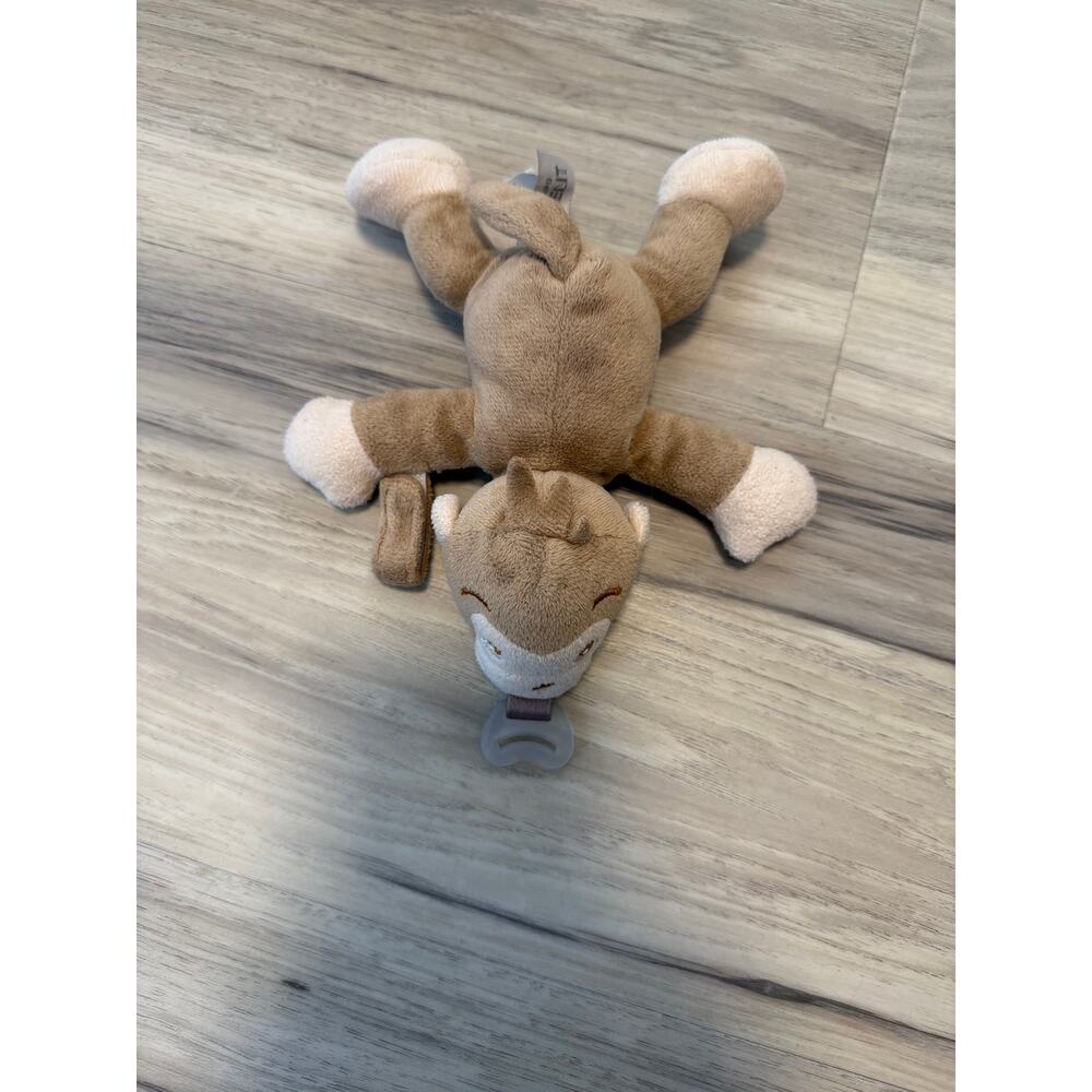 Philips Avent Soothie Snuggle Pacifier Holder Monkey Plush Brown Soother 7”
